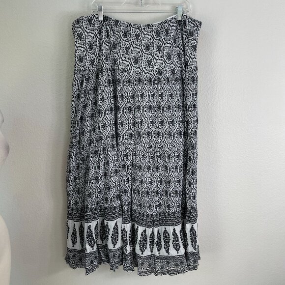Chaps Womens Plus 3X Black White Tiered Maxi Skirt - Picture 9 of 9